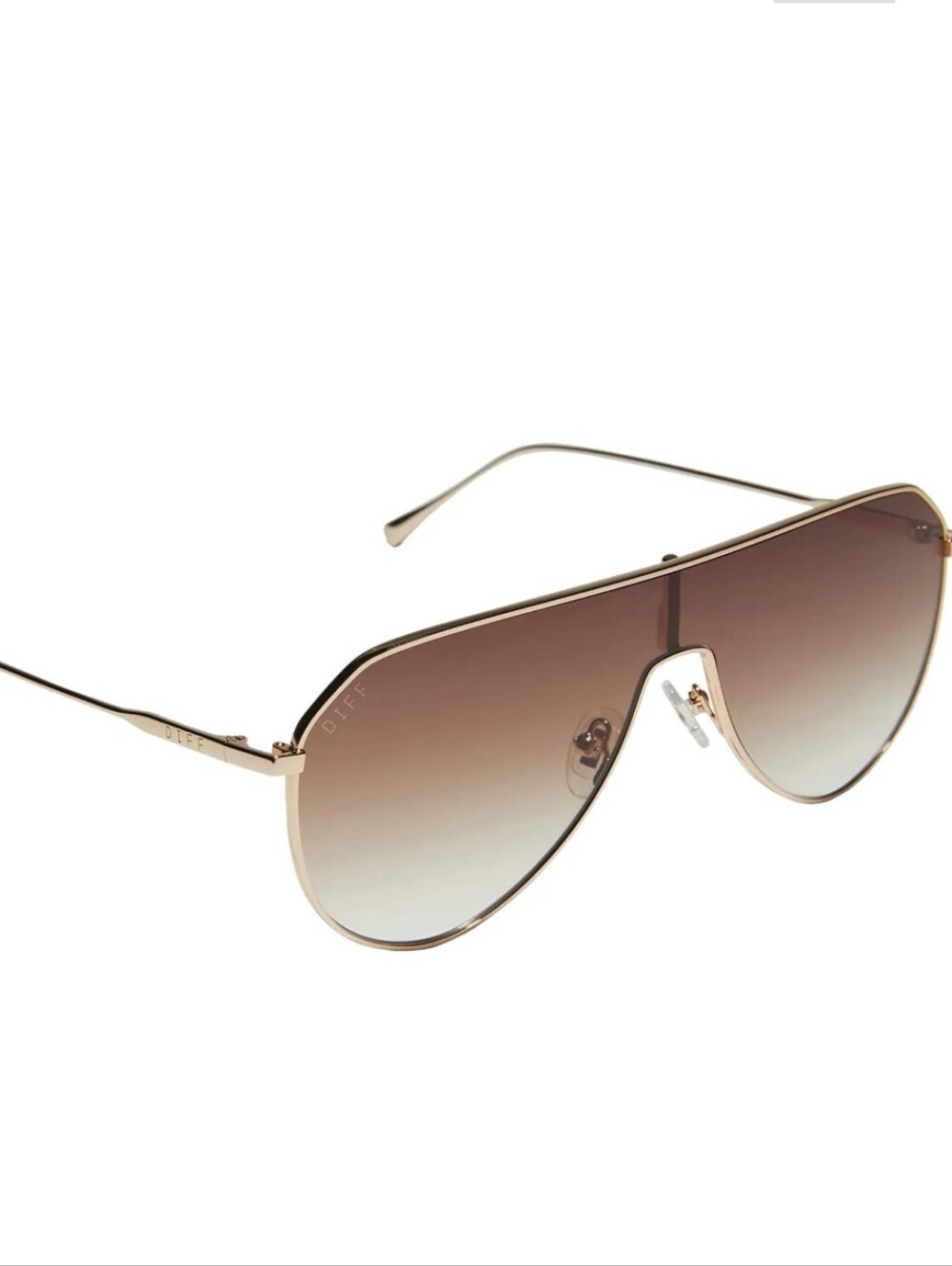 DIFF Eyewear Dash Shield Aviator Reflective Gradient Sunglasses- Gold/Brown